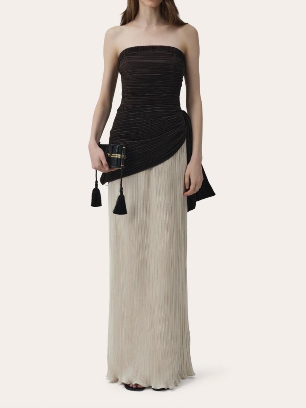 SIMKHAI Laia Plissé Strapless Bustier Gown Size 4
